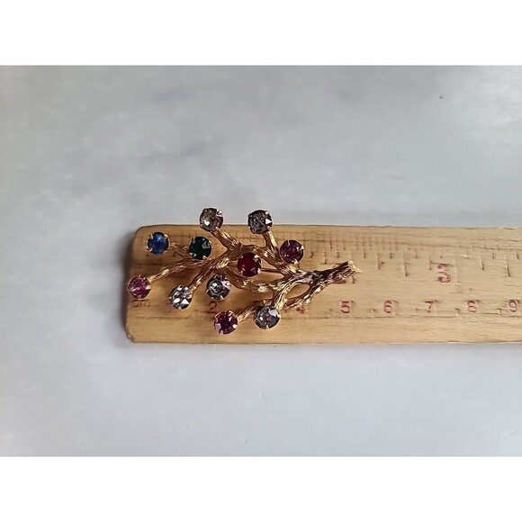 Van Dell 1/20 12K G.F. Prong Set Rhinestone Branch Brooch Vintage - Picture 9 of 10